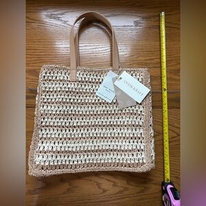 NWT Antik Kraft Straw Bag Vegan Leather Straps